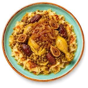 Rfissa Signature Le Pavé : poulet fermier, trid, lentilles, oignons, dattes et figues séchées — Guéliz Marrakech
